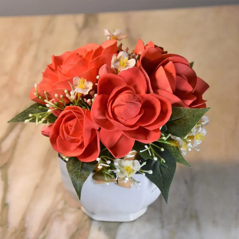 UPCYCLING at it's best! Vintage lusterware sugar bowl w/airbrushed Sola flowers